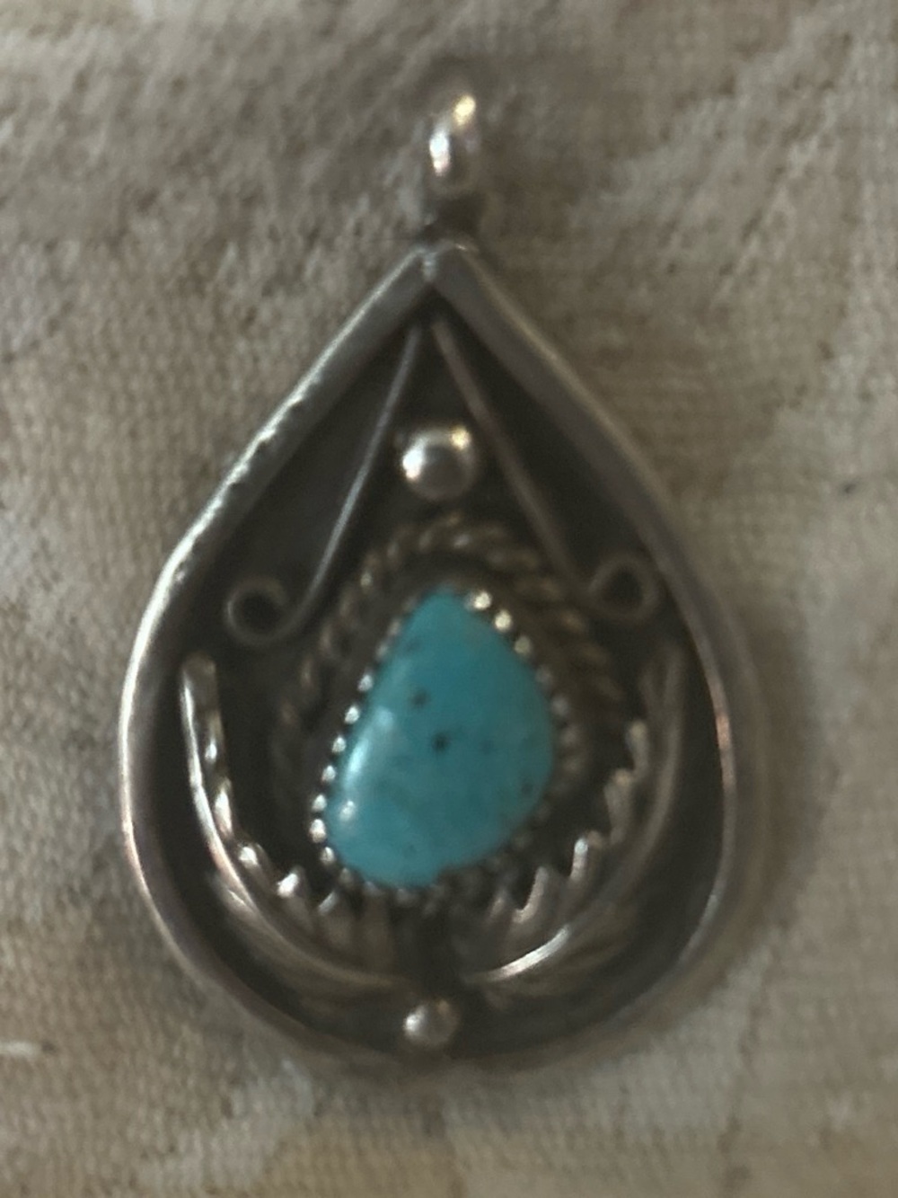 Vintage Navajo Jack Harvey Signed 925 Turquoise Pendant